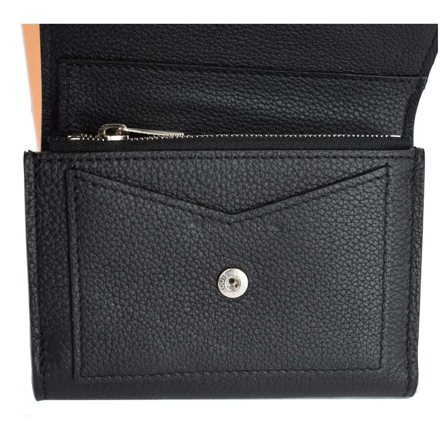 LOUIS VUITTON Mylockme Compact Leather Wallet Black
