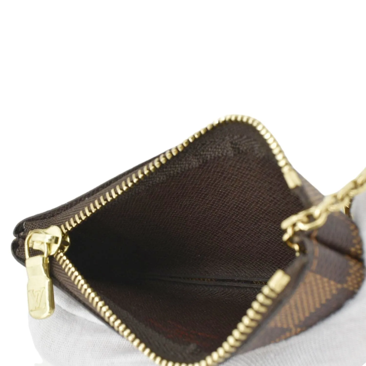 LOUIS VUITTON Pochette Key Cles Damier Ebene Coin Case Brown