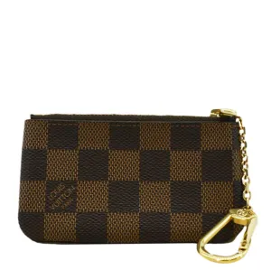 LOUIS VUITTON Pochette Key Cles Damier Ebene Coin Case Brown