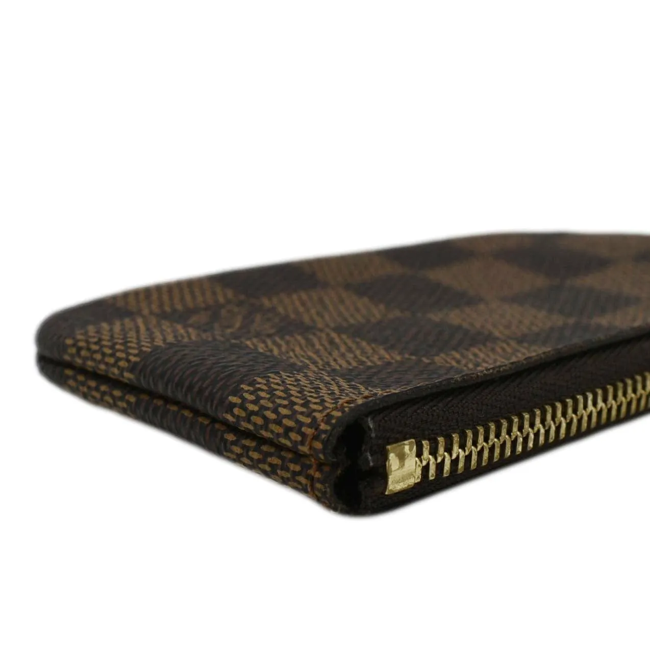 LOUIS VUITTON Pochette Key Cles Damier Ebene Coin Case Brown