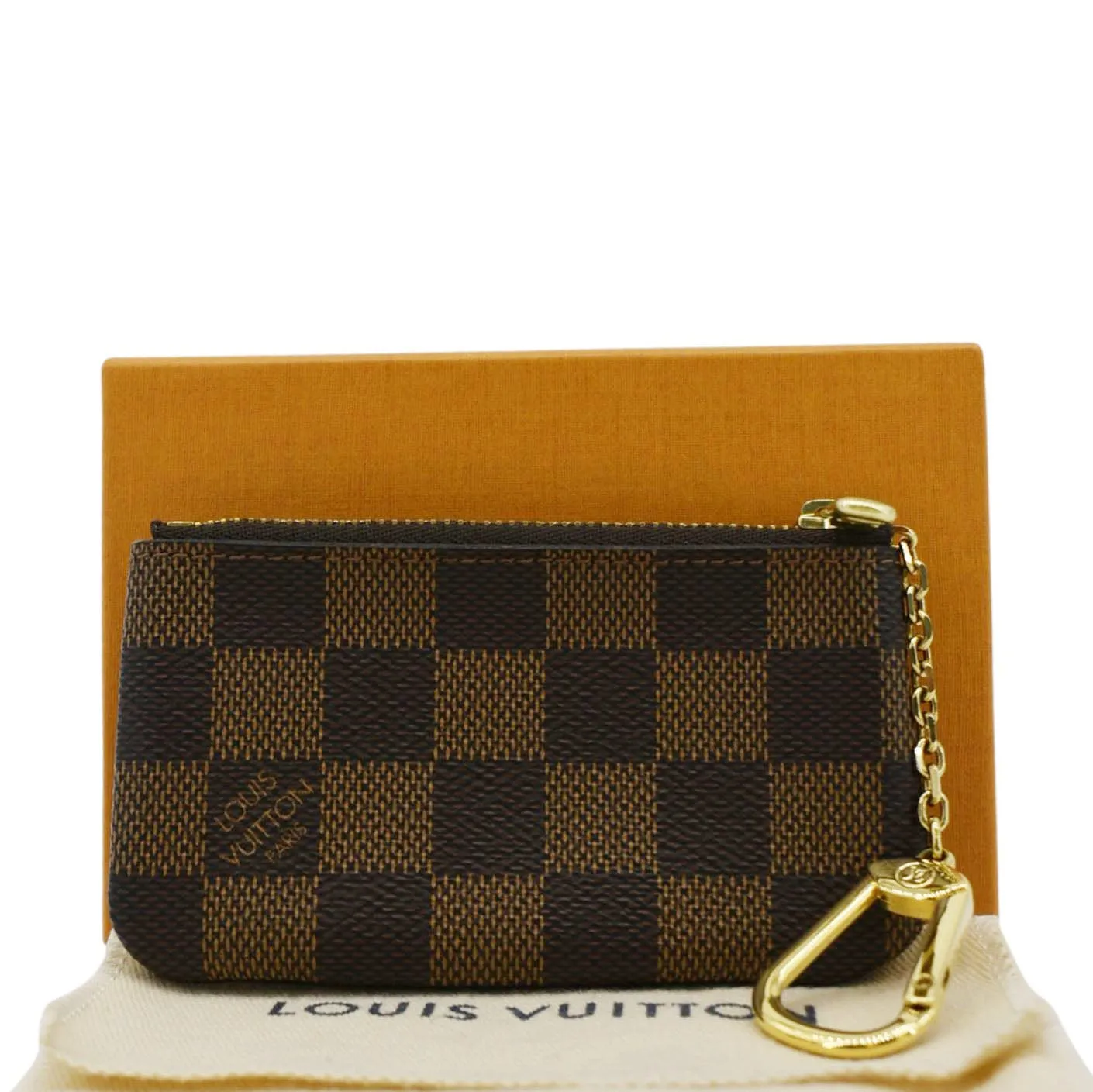 LOUIS VUITTON Pochette Key Cles Damier Ebene Coin Case Brown