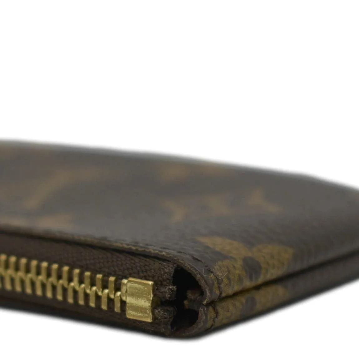 LOUIS VUITTON Pochette Key Cles Monogram Canvas Coin Case Brown