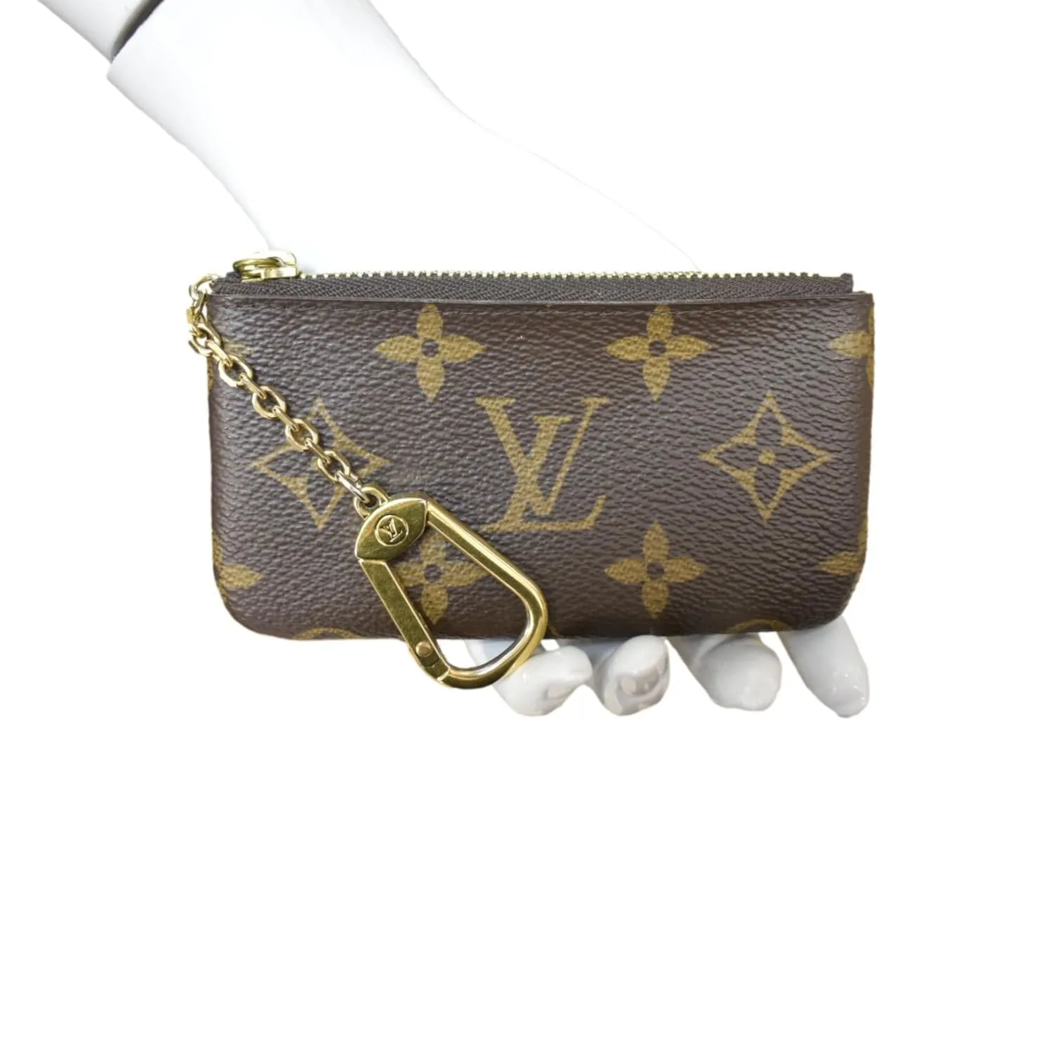 LOUIS VUITTON Pochette Key Cles Monogram Canvas Coin Case Brown