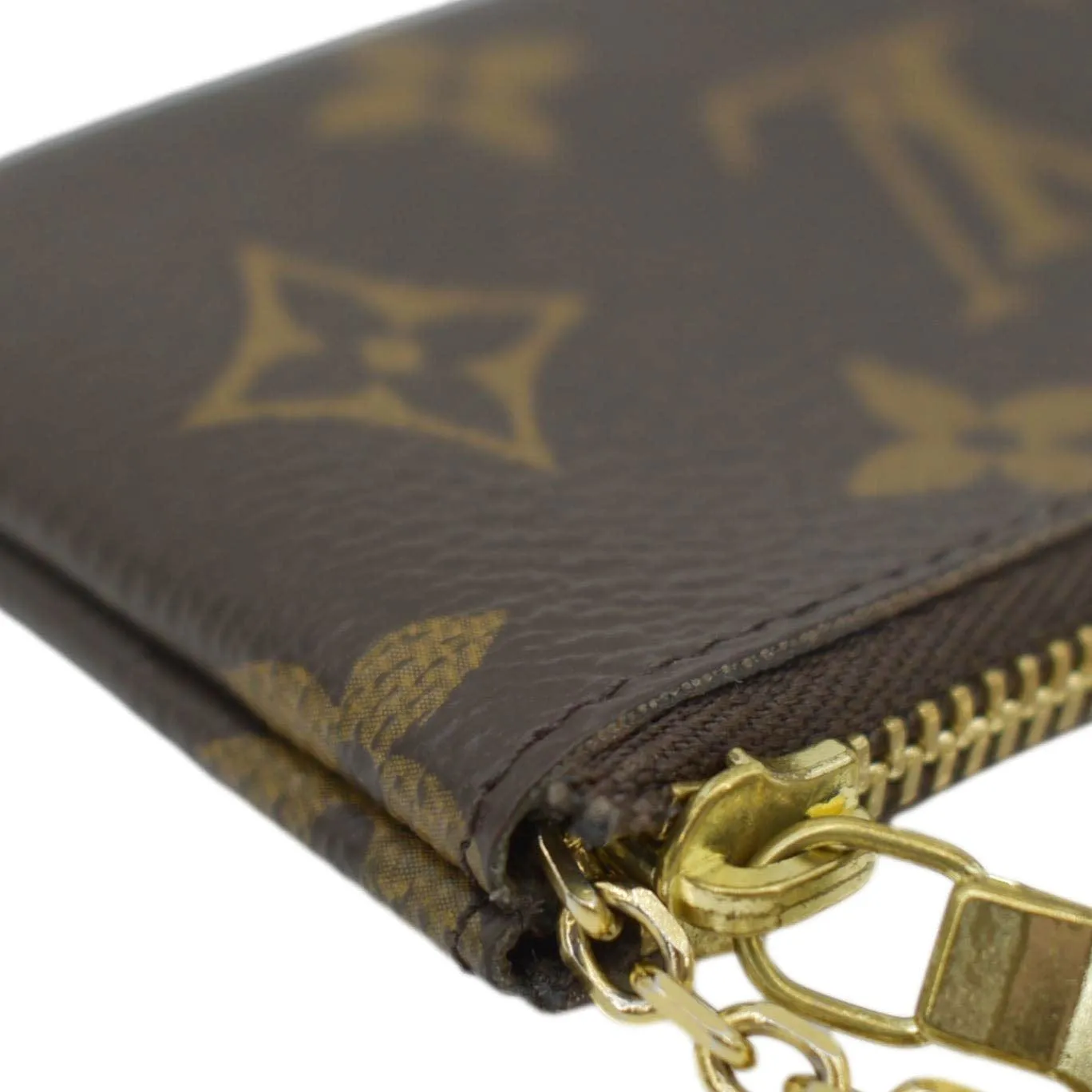 LOUIS VUITTON Pochette Key Cles Monogram Canvas Coin Case Brown