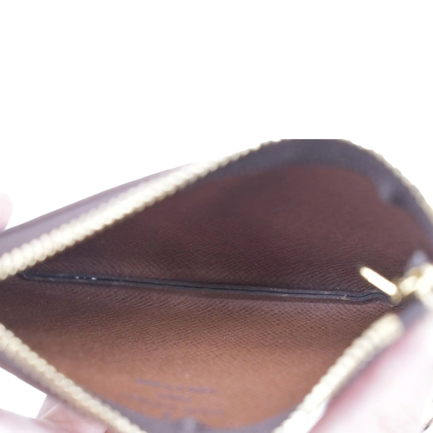 LOUIS VUITTON Pochette Key Cles Monogram Canvas Coin Case Brown