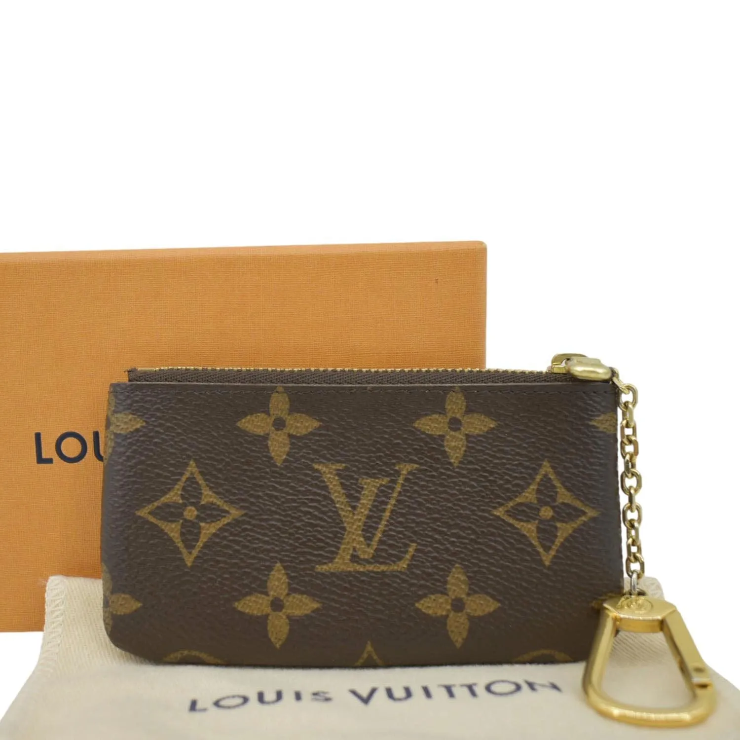 LOUIS VUITTON Pochette Key Cles Monogram Canvas Coin Case Brown
