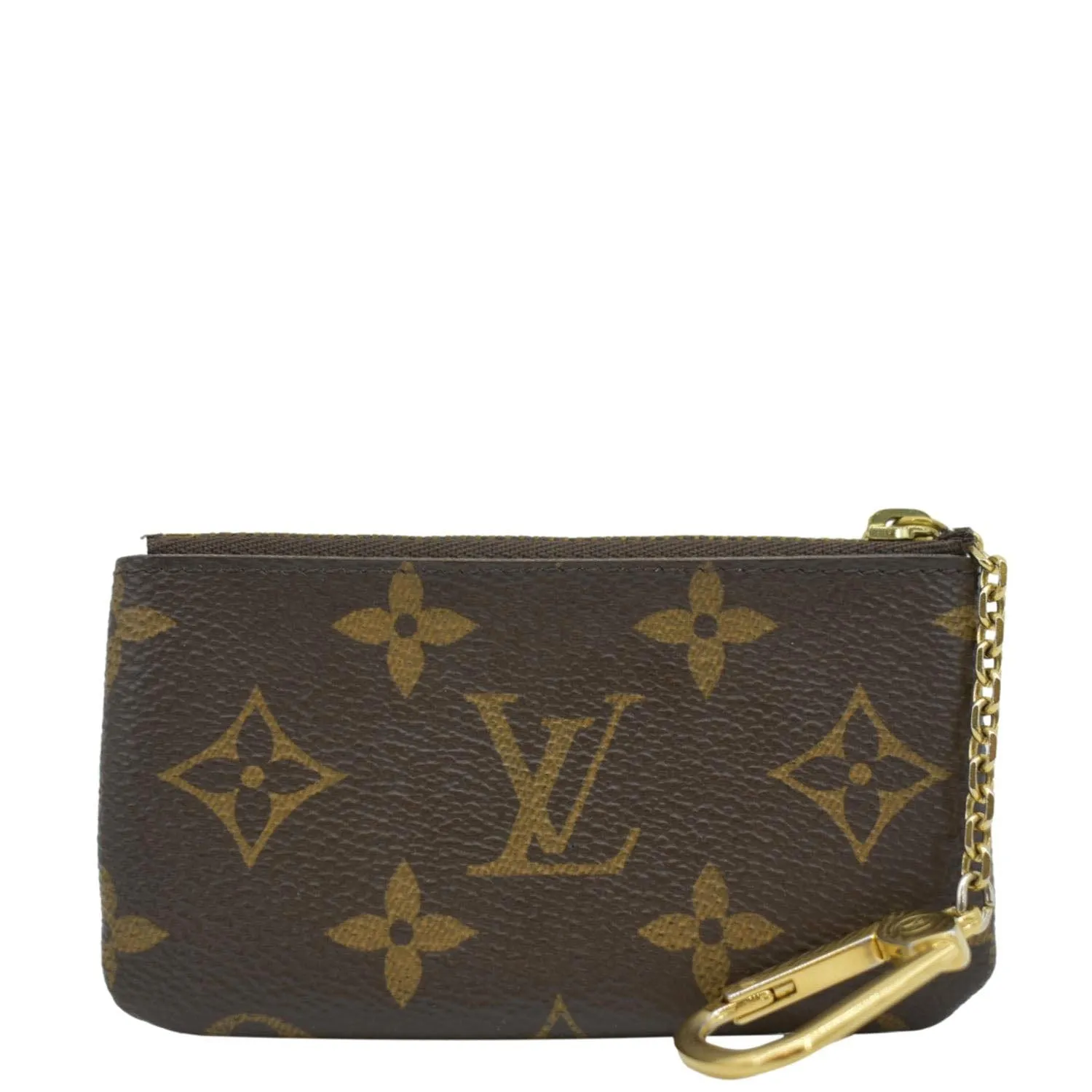 LOUIS VUITTON Pochette Key Cles Monogram Canvas Coin Case Brown