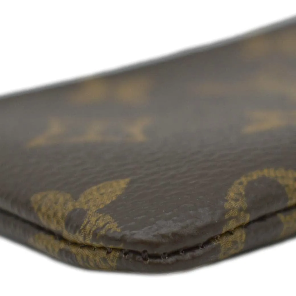LOUIS VUITTON Pochette Key Cles Monogram Canvas Coin Case Brown