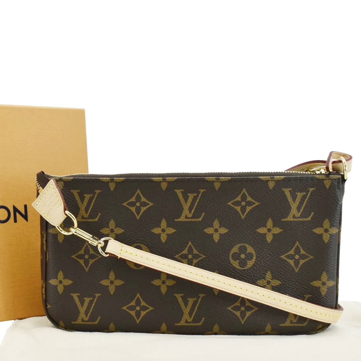LOUIS VUITTON Pochette Monogram Canvas Pouch Brown