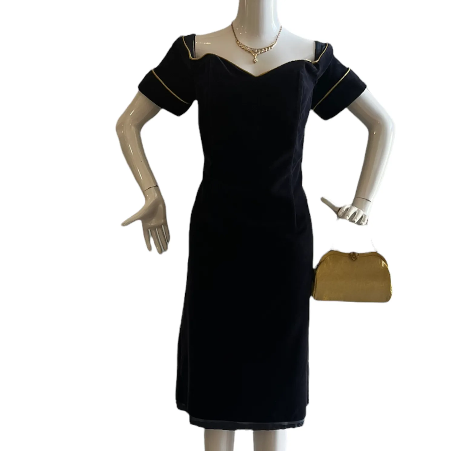 Lush Midnight Blue Velvet Off Shoulder Dress