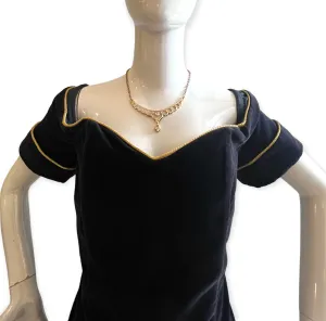 Lush Midnight Blue Velvet Off Shoulder Dress