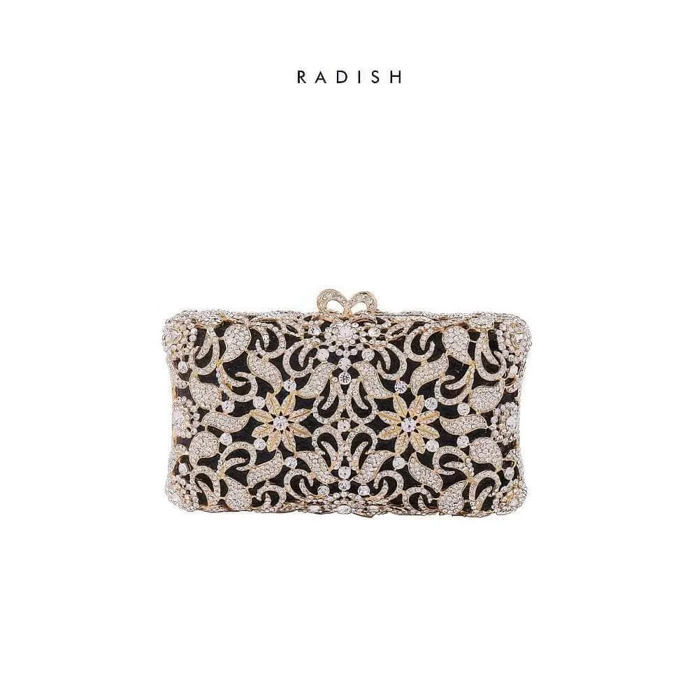 Luxurious Sparkling Floral Rhinestone Decor Purse