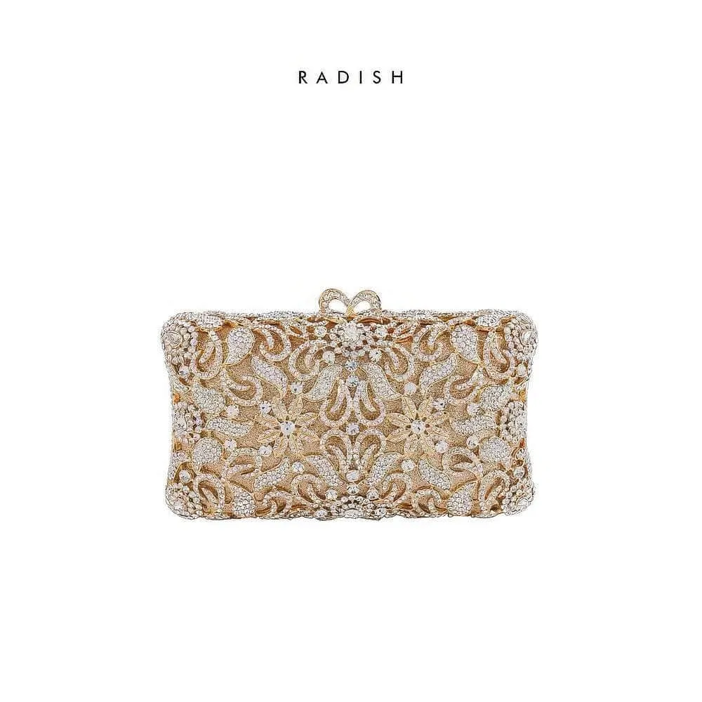 Luxurious Sparkling Floral Rhinestone Decor Purse