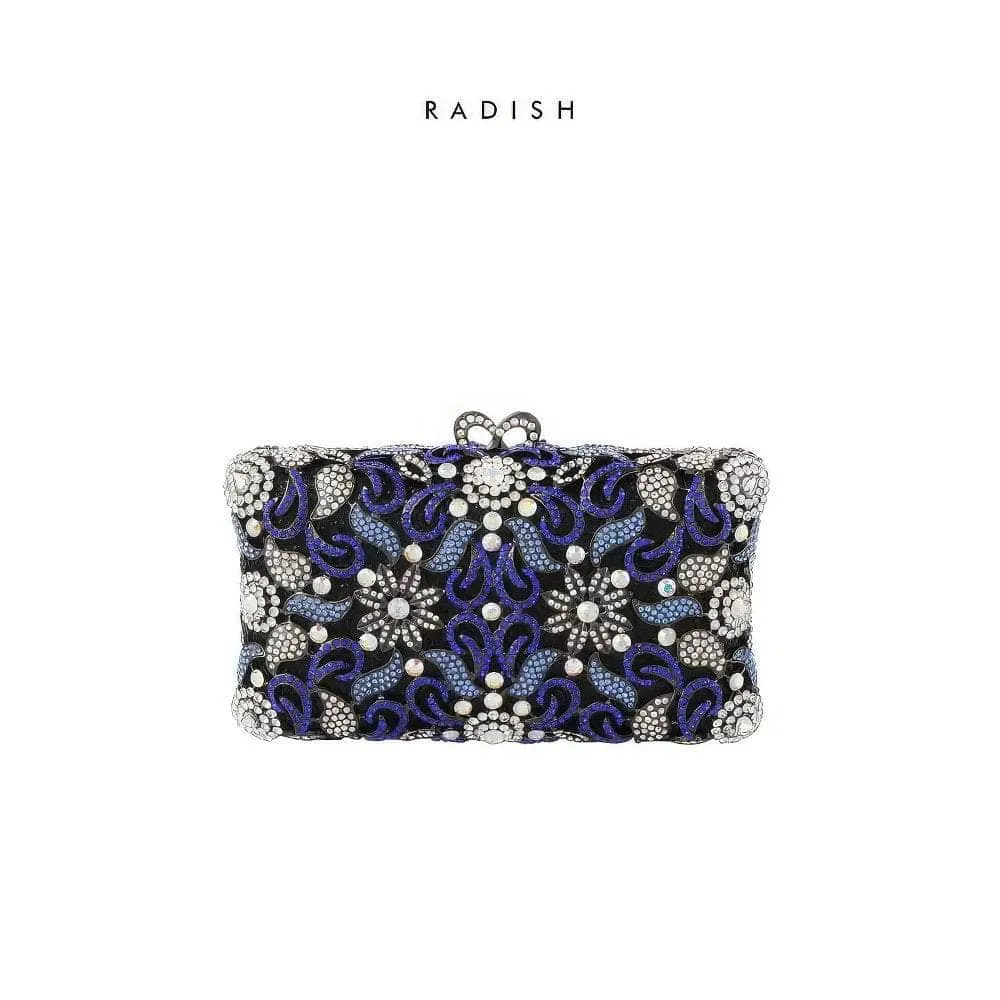 Luxurious Sparkling Floral Rhinestone Decor Purse