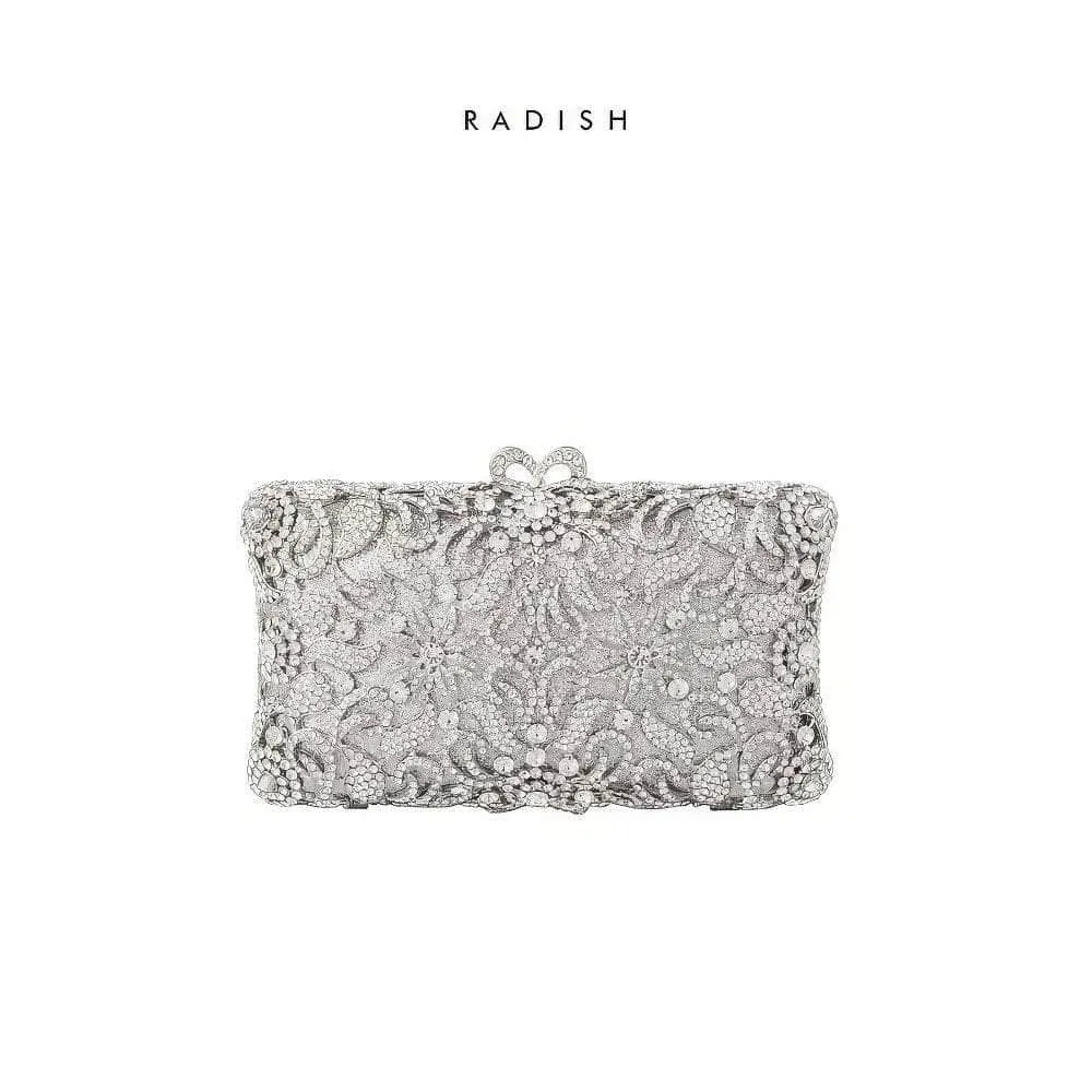 Luxurious Sparkling Floral Rhinestone Decor Purse