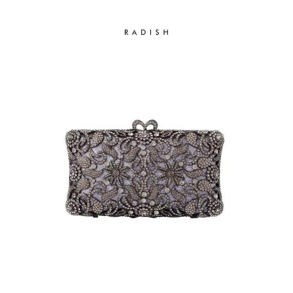Luxurious Sparkling Floral Rhinestone Decor Purse