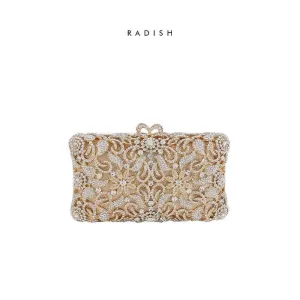 Luxurious Sparkling Floral Rhinestone Decor Purse