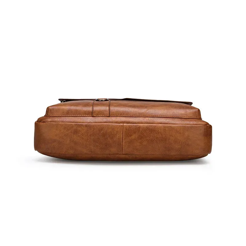 Luxury Briefcase for Men PU Leather Office Handbag Laptop Vintage Shoulder Business Messenger Crossbody Side Portafolio Bag