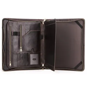 Men's Sleek Crazy Horse Leather Waterproof Laptop Briefcase