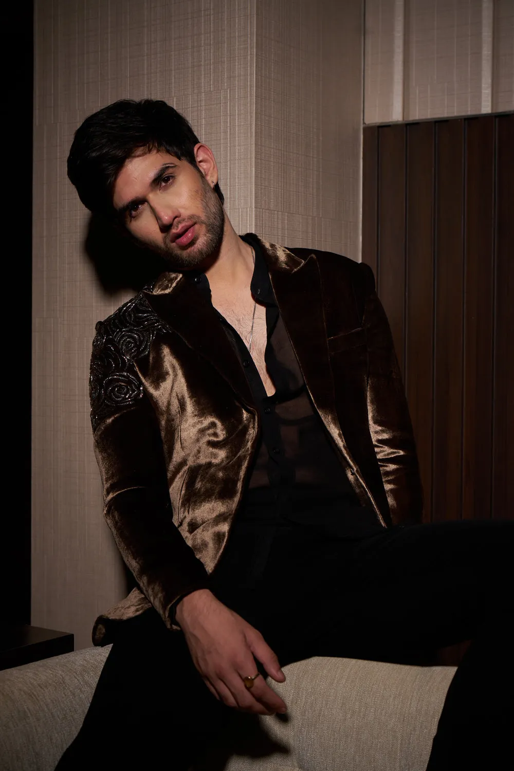 Metallic Bronze Velvet Jacket
