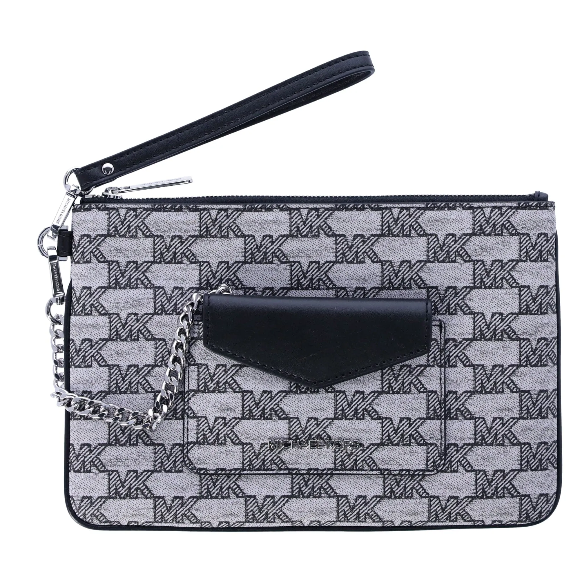Michael Kors JetSet Large 2In1 CardCase WristletClutch Black JacquardMK