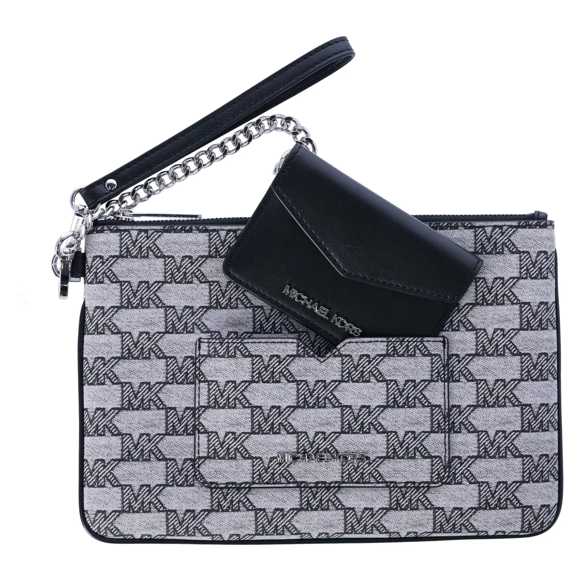 Michael Kors JetSet Large 2In1 CardCase WristletClutch Black JacquardMK