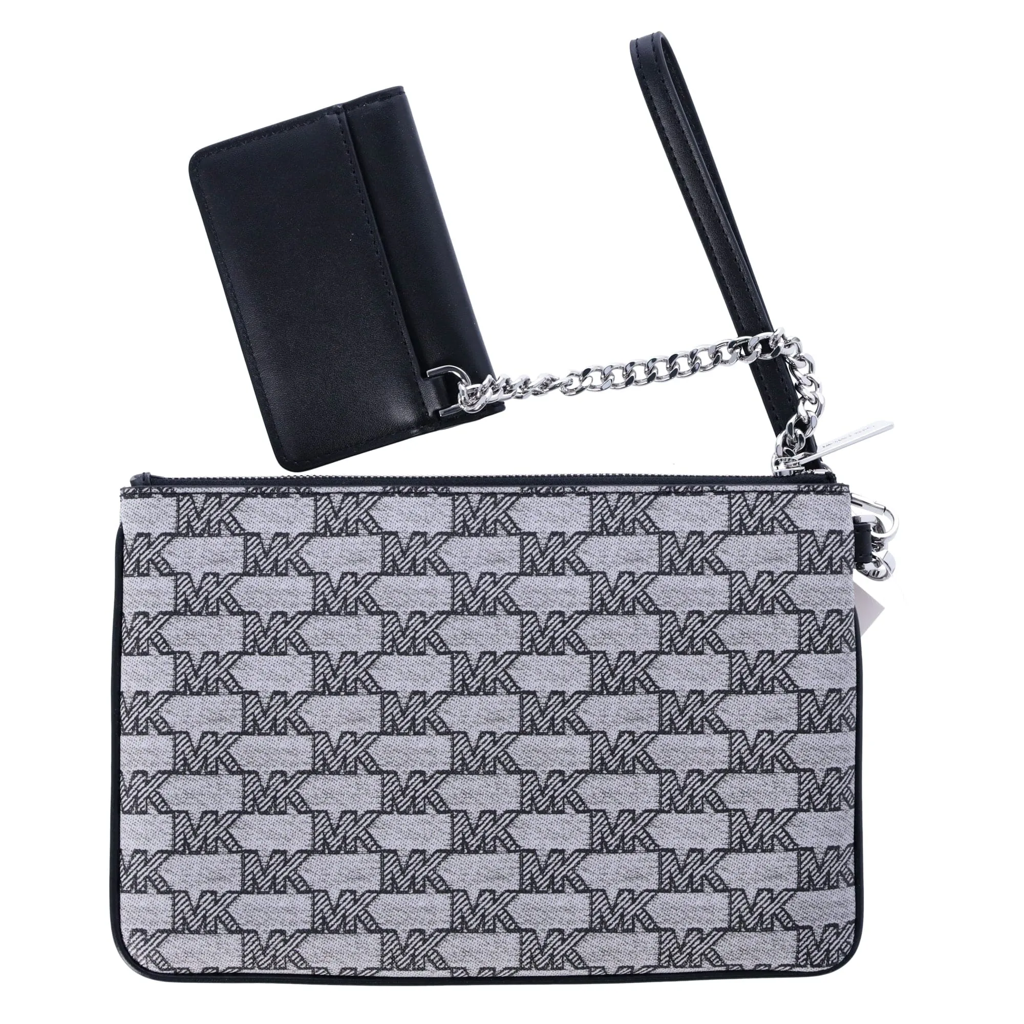 Michael Kors JetSet Large 2In1 CardCase WristletClutch Black JacquardMK