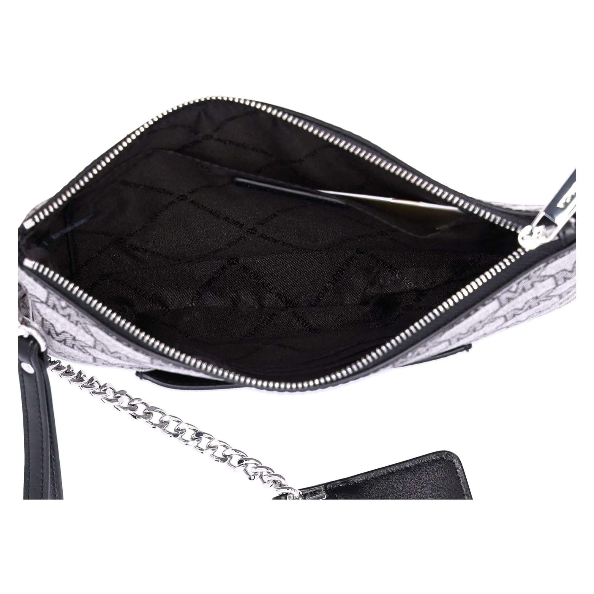 Michael Kors JetSet Large 2In1 CardCase WristletClutch Black JacquardMK