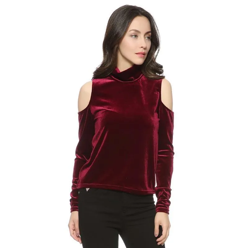 Open shoulder Velvet Shirt