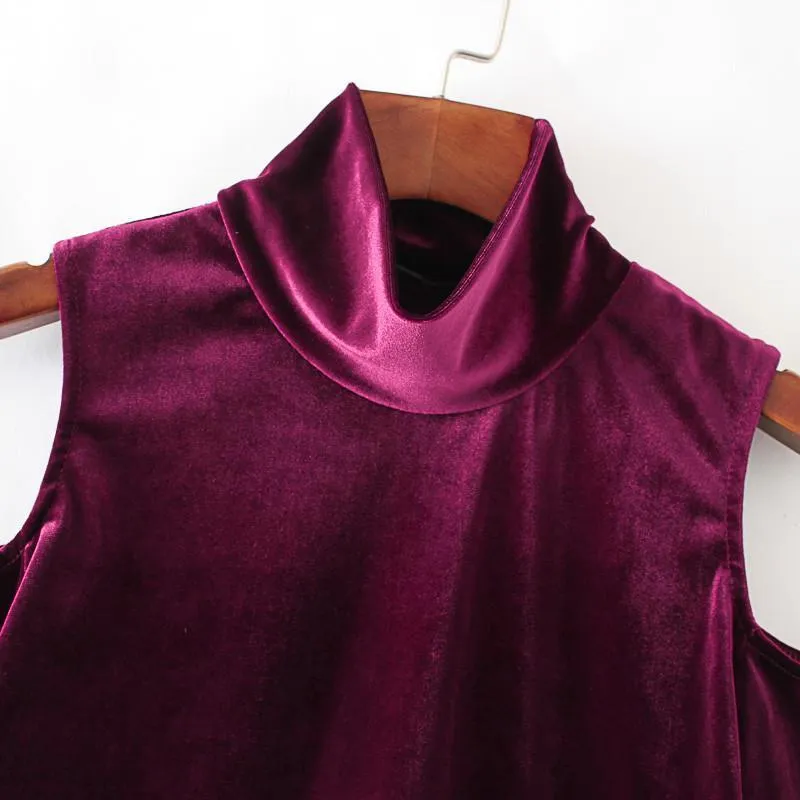 Open shoulder Velvet Shirt