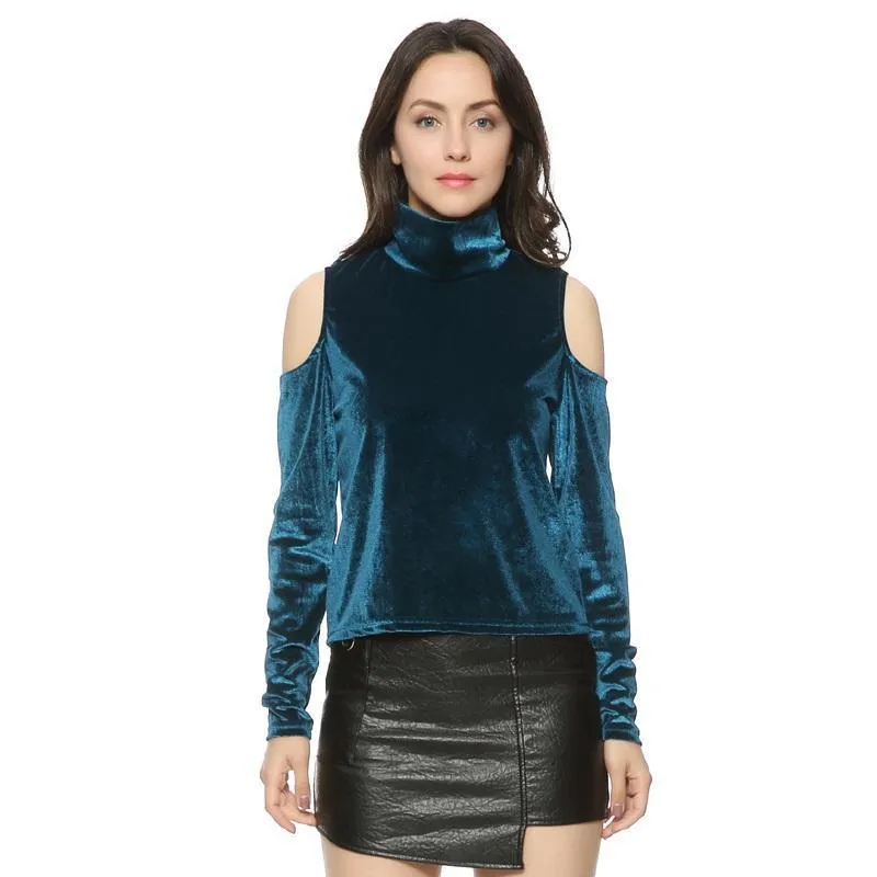 Open shoulder Velvet Shirt
