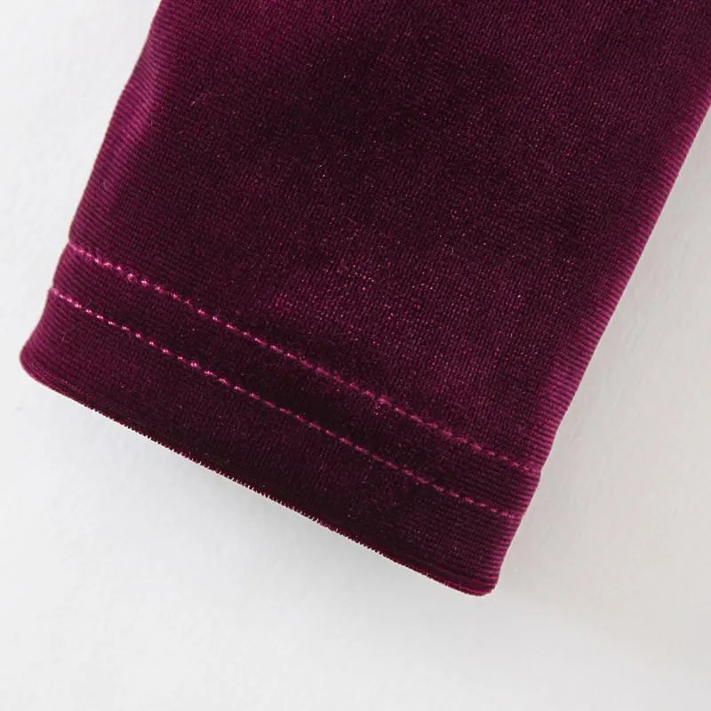 Open shoulder Velvet Shirt