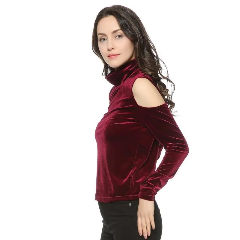 Open shoulder Velvet Shirt