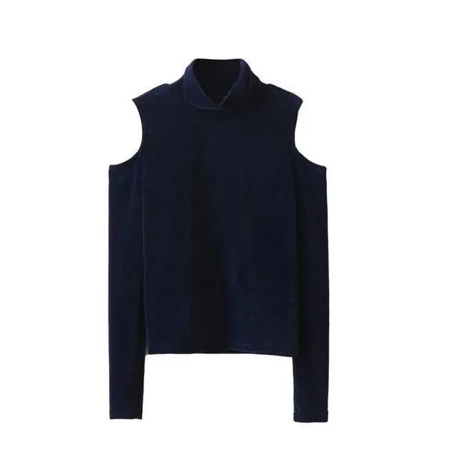 Open shoulder Velvet Shirt