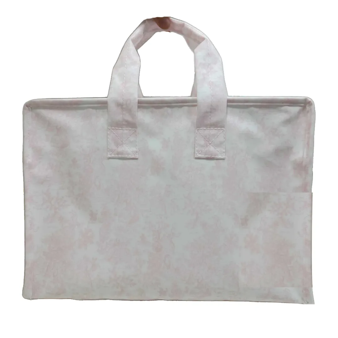 Personalized Nylon Pink Toile Overnight Tote