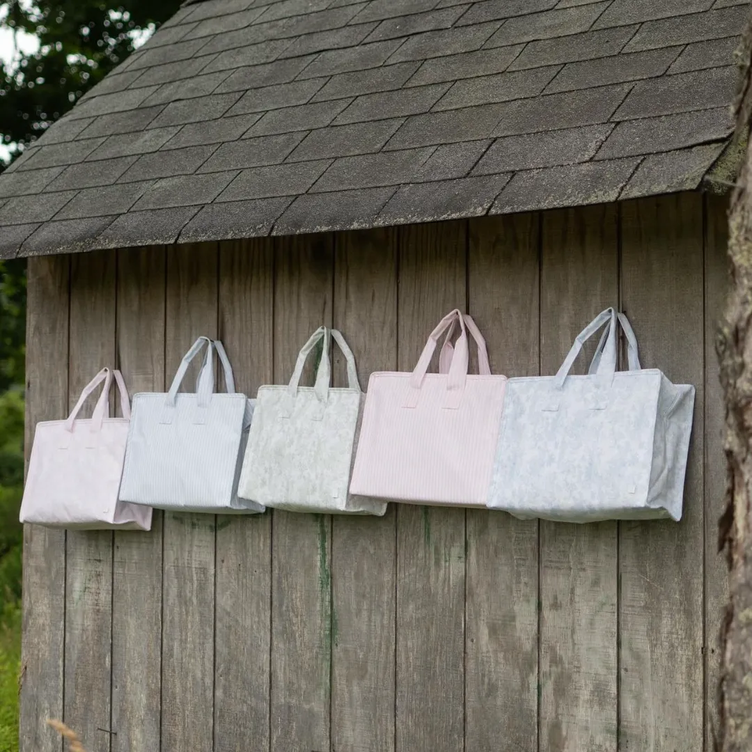 Personalized Nylon Pink Toile Overnight Tote