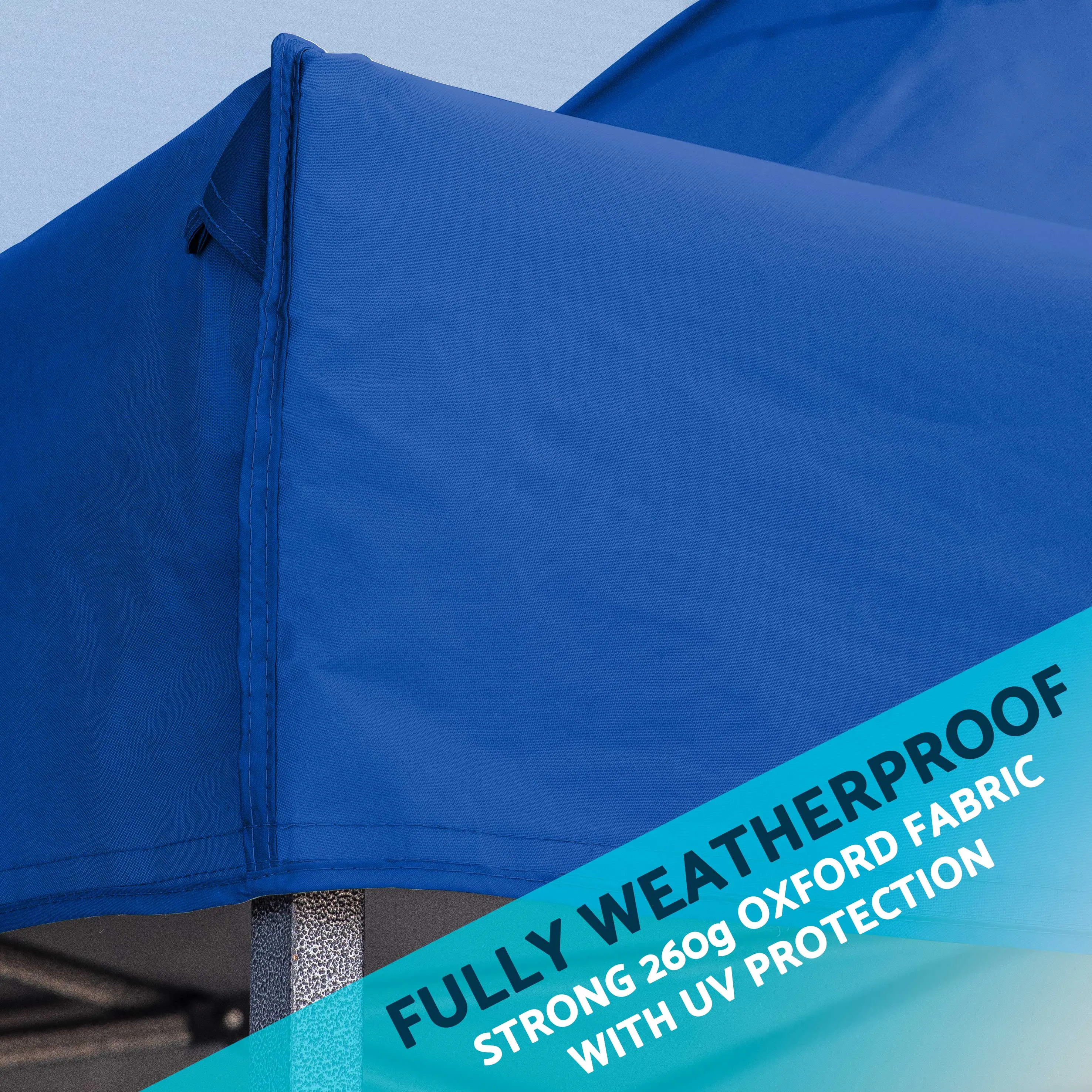 Premium 3x4.5m Pop-Up Gazebo & Side Walls, Water Resistant, Carry Bag, Stakes & Weight Bags - Blue - DG169