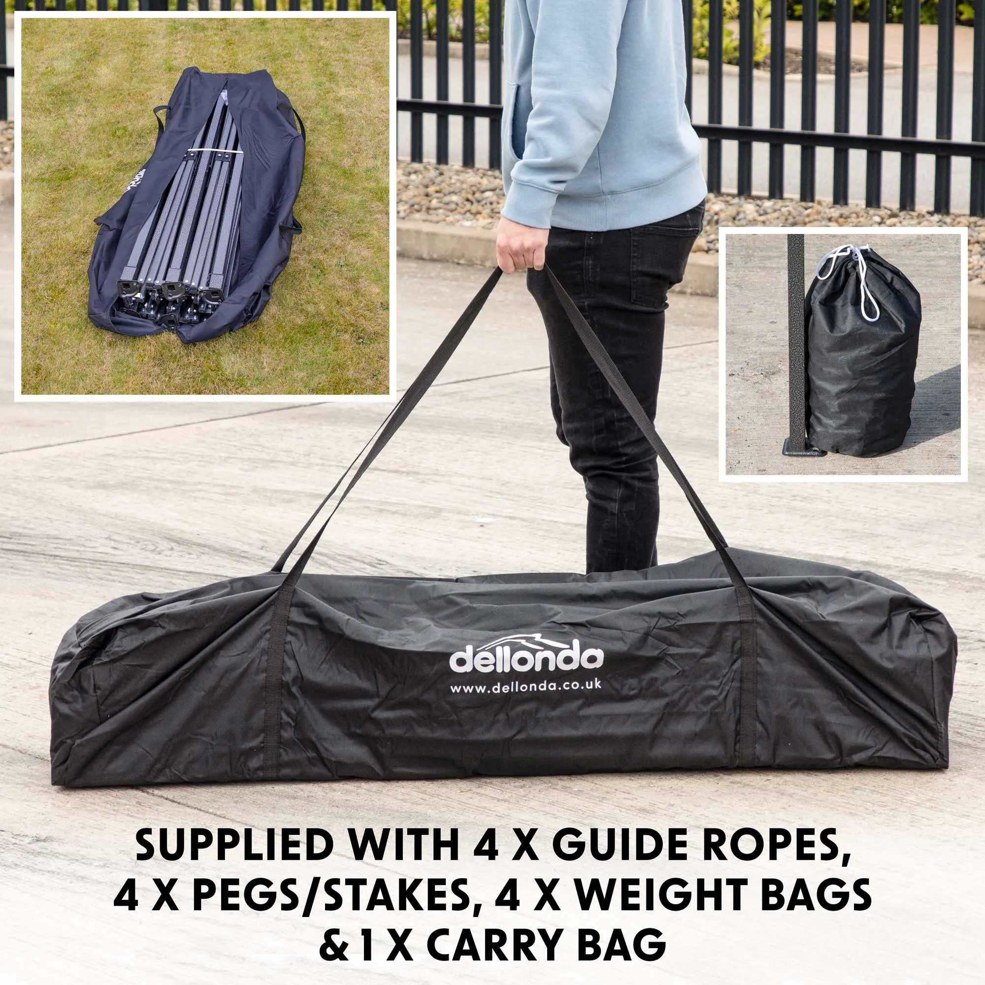 Premium 3x4.5m Pop-Up Gazebo & Side Walls, Water Resistant, Carry Bag, Stakes & Weight Bags - Blue - DG169