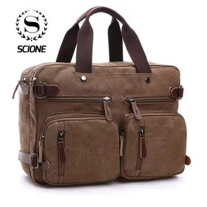 Reduced price Messenger Large Scione Leather Briefcase Tote Shoulder Business Casual Canvas Travel Men Laptop Bag Handbag Back Massive price drop Pocket Suitcase