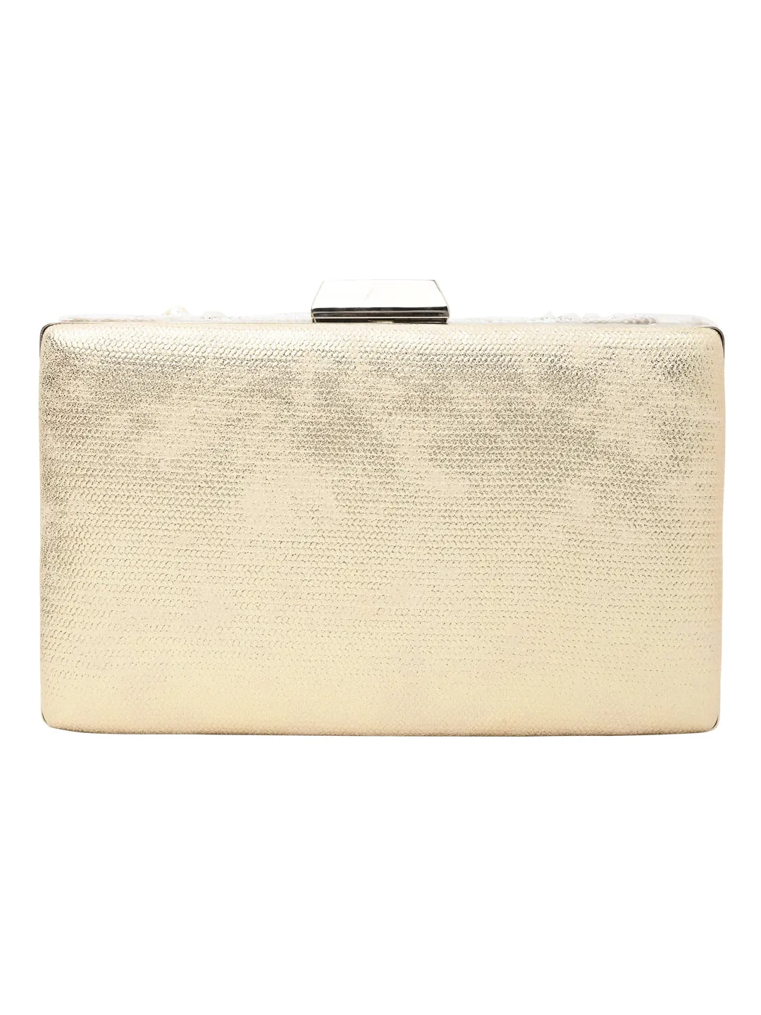 Rocia By Regal Ivory Women Heavy Hand Embroidered Metal Clutch