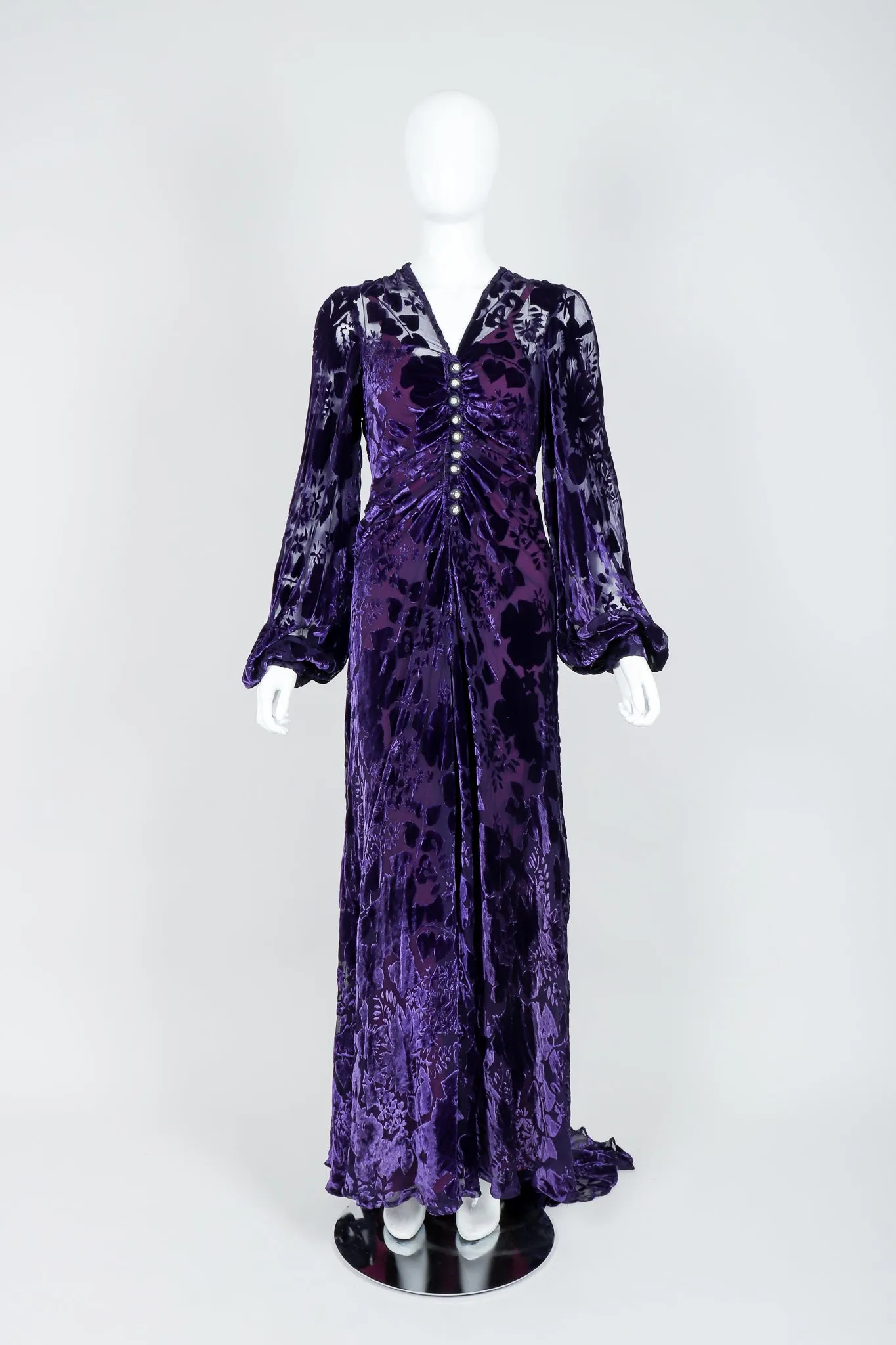 Sheer Velvet Burnout Gown