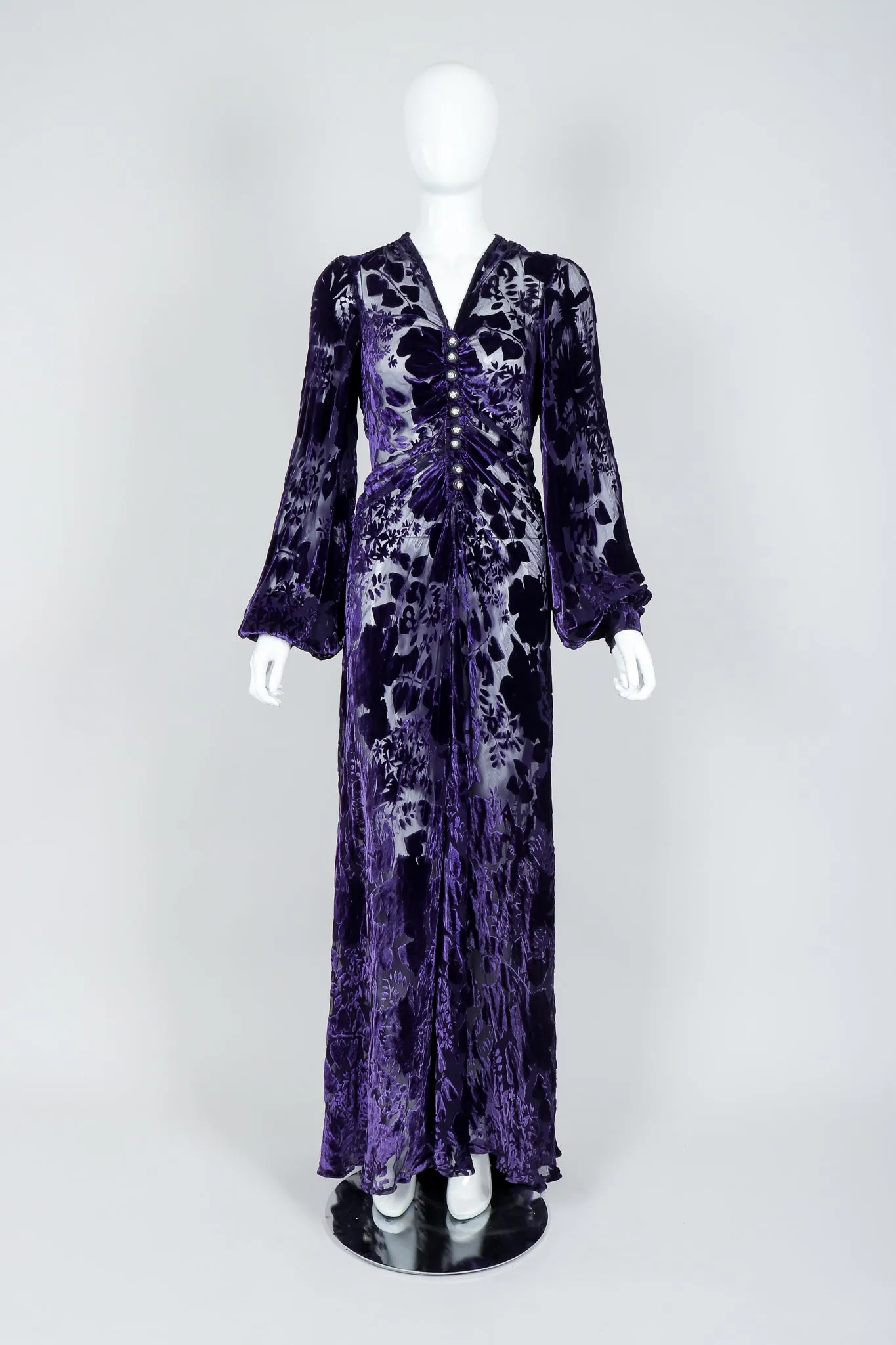 Sheer Velvet Burnout Gown