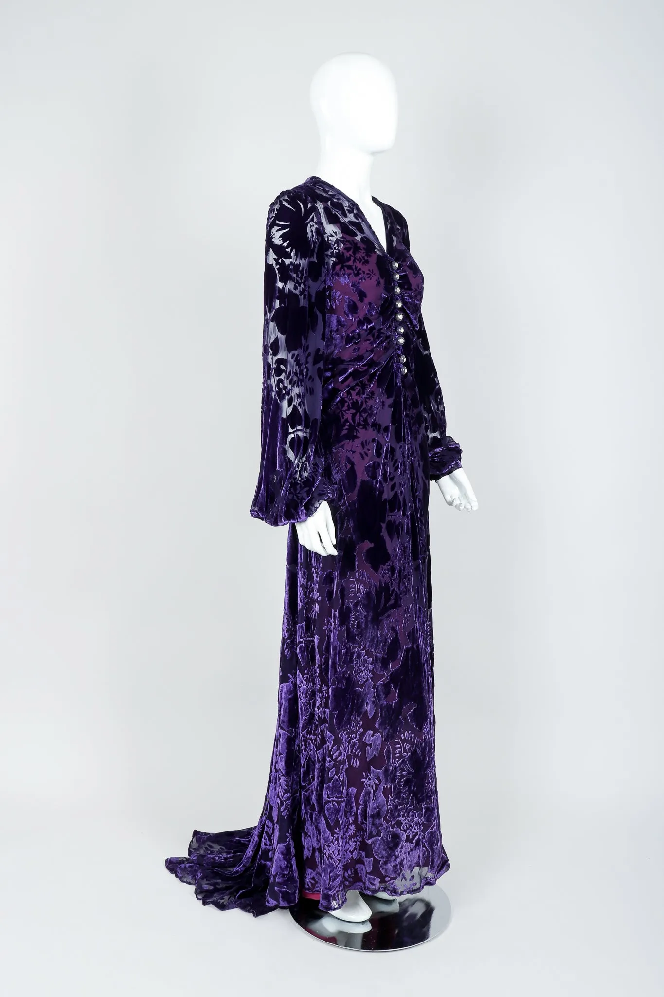 Sheer Velvet Burnout Gown