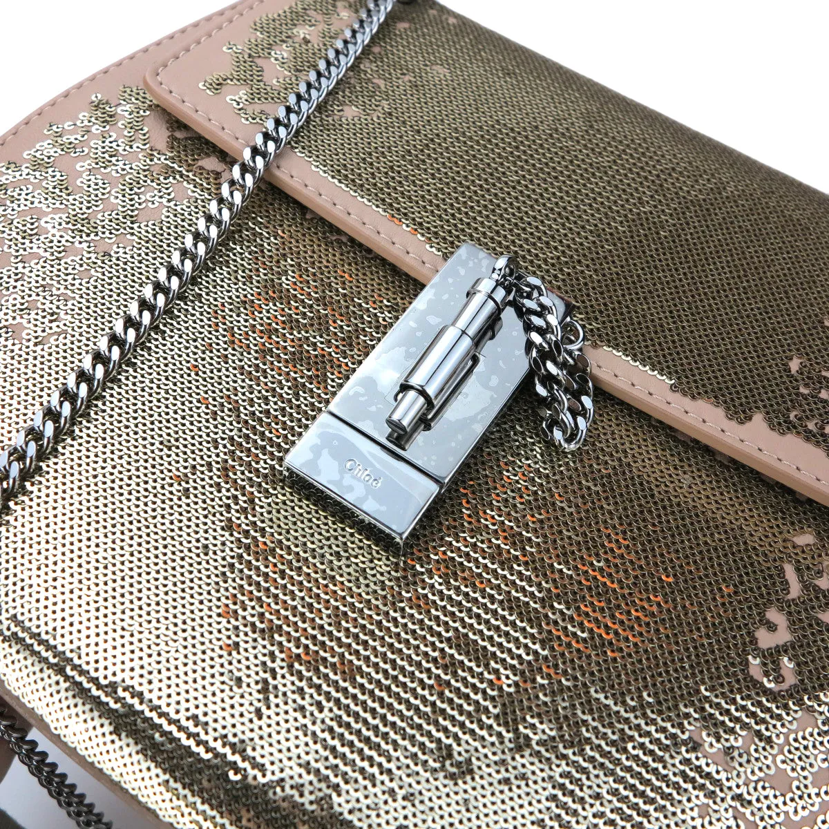 Small Drew Bag in Nude Beige Sequin