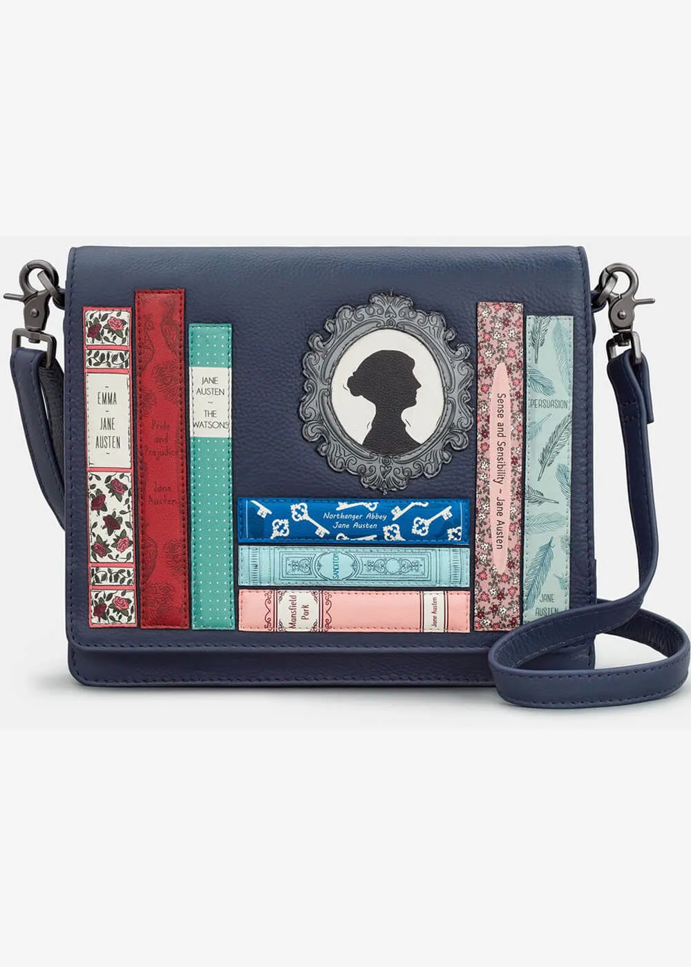 Succubus Bags Books Jane Austen Bookworm Leather Flap Shoulderbag Navy