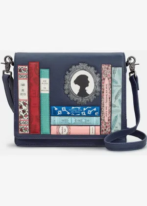 Succubus Bags Books Jane Austen Bookworm Leather Flap Shoulderbag Navy