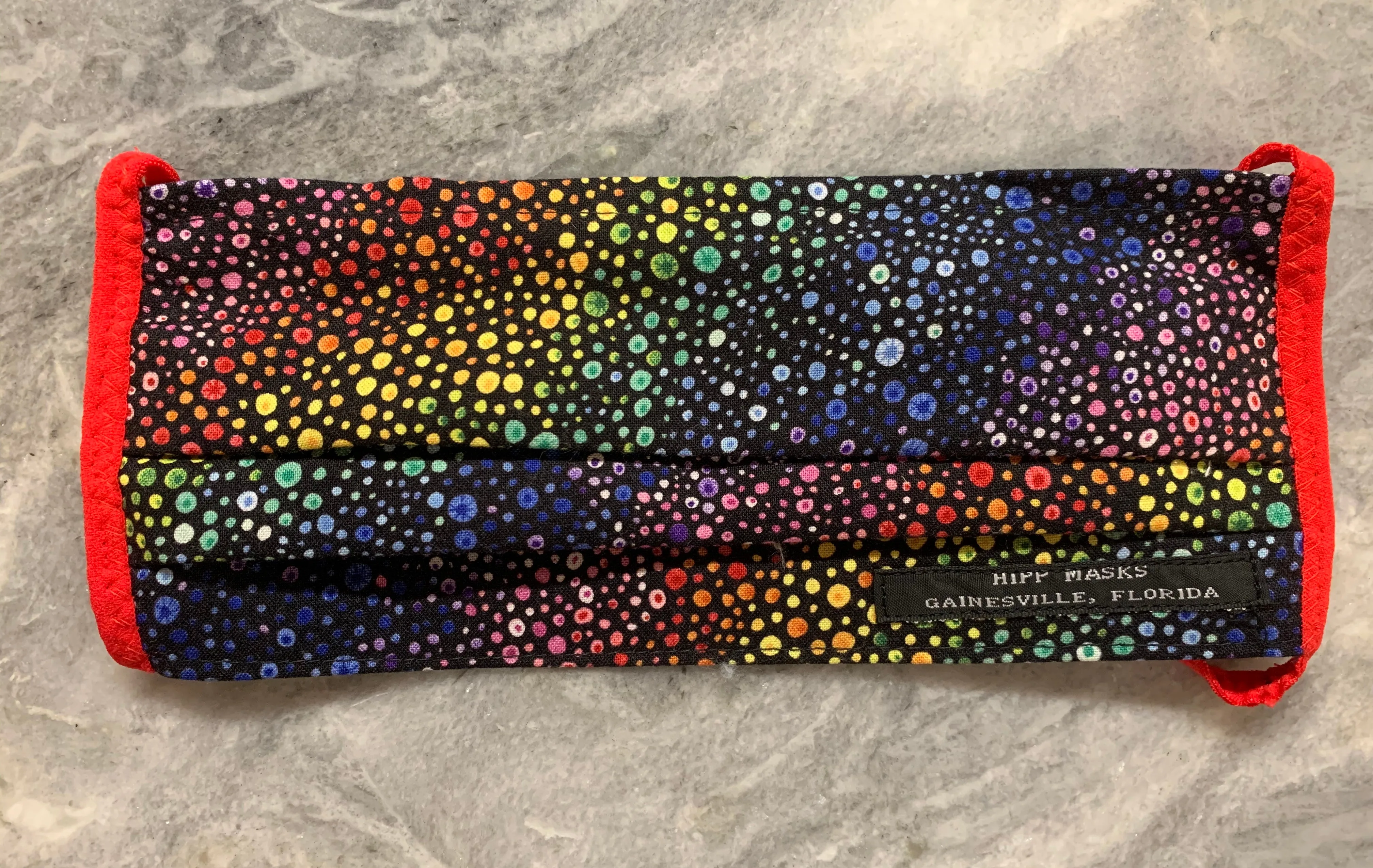 Terry Fleming's Pride Center: Black or Purple Rainbow Pride 100% Cotton with Various Colors of Foldover Elastic for Ears