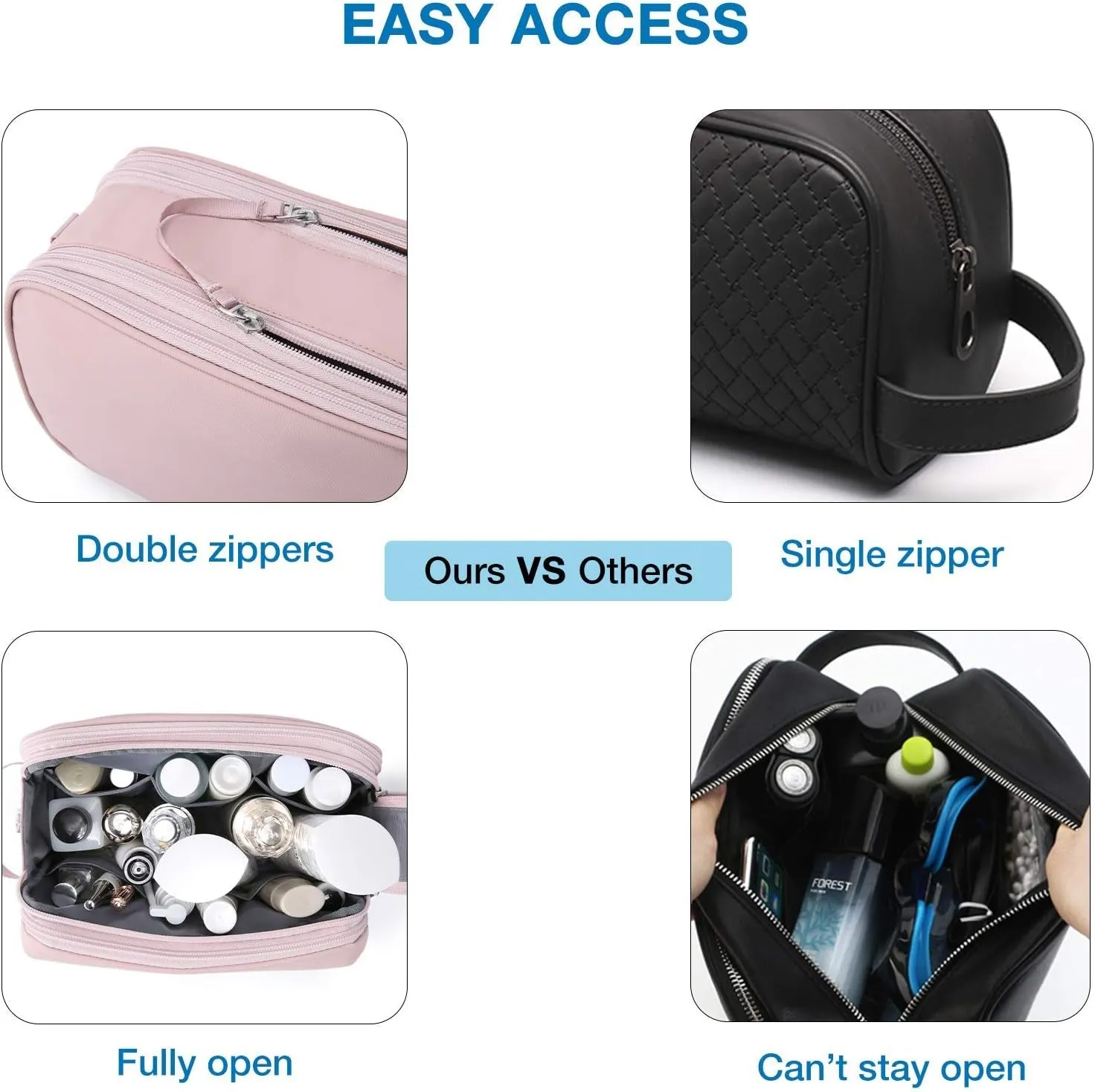 Travel Makeup Toiletry Bag for Women Waterproof Shaving Bag