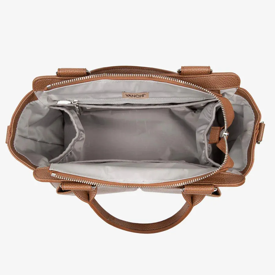 Vanchi Amelia Convertible Nappy Bag/ Pram Caddy - Pebbled Tan