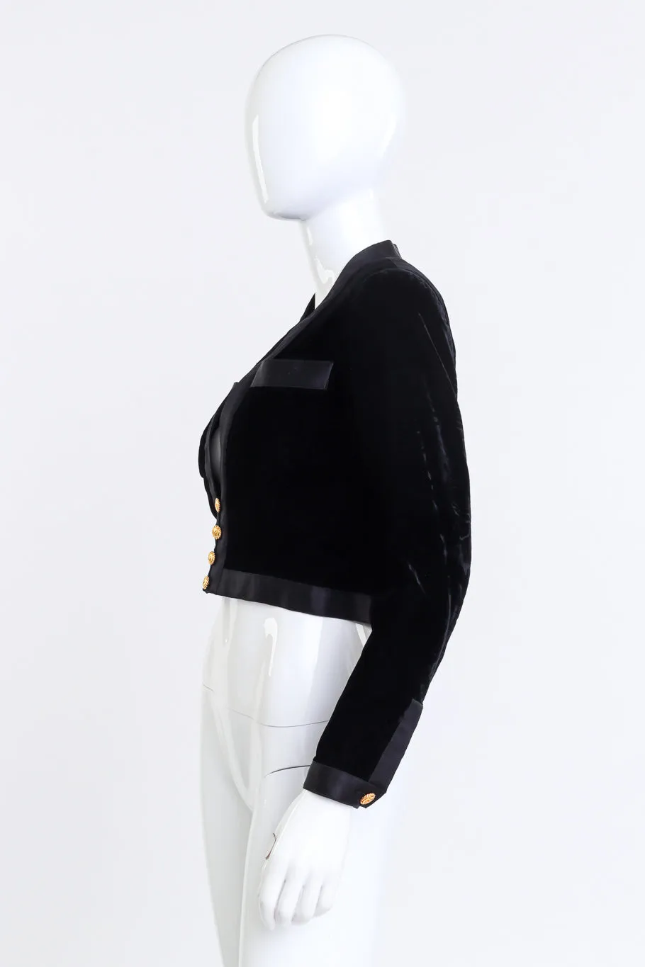 Velvet & Satin Trim Crop Jacket